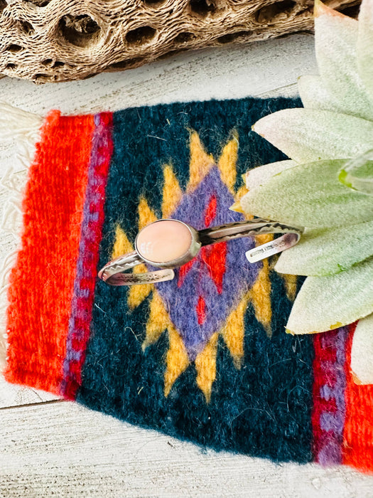 Navajo Queen Pink Conch Shell & Sterling Silver Cuff Bracelet