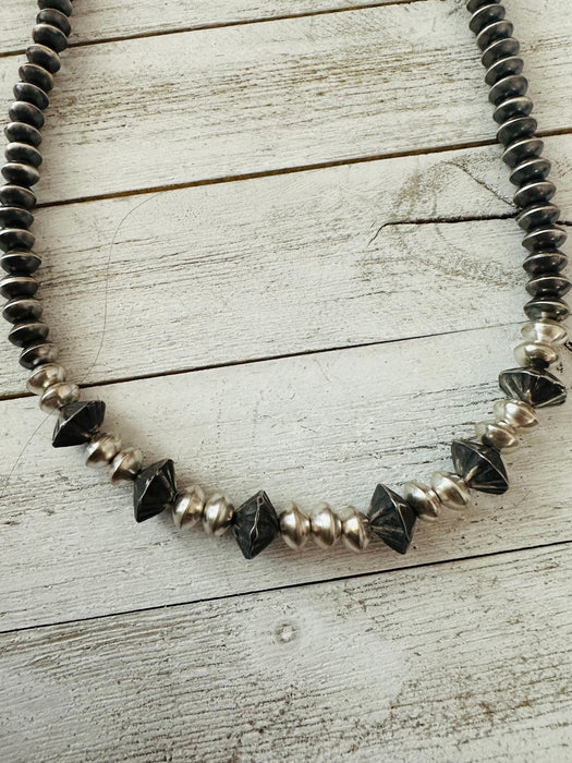 Navajo Sterling Silver Pearl Beaded Necklace 30” - Culture Kraze Marketplace.com