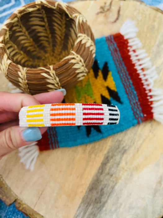 Navajo Made Beaded Leather Bangle Bracelet