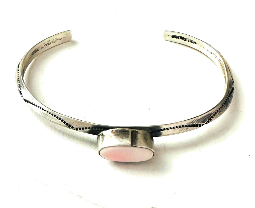 Navajo Queen Pink Conch Shell & Sterling Silver Cuff Bracelet