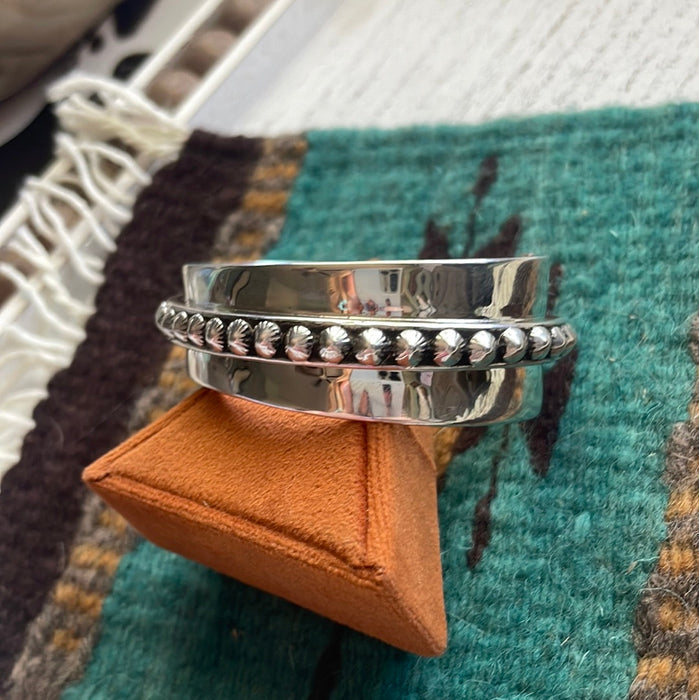 Navajo Sterling Silver Angled Cuff Bracelet Signed