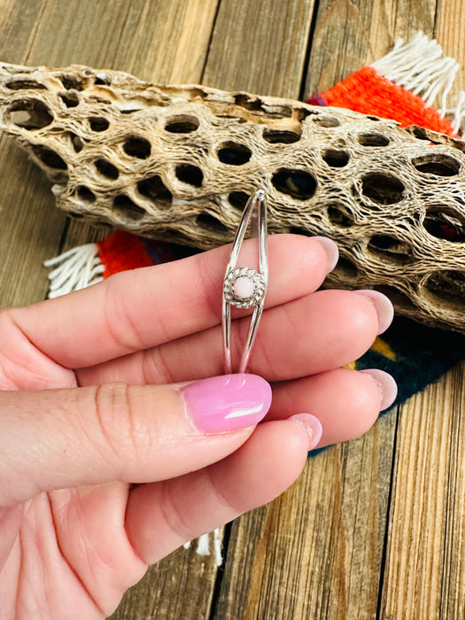 Navajo Queen Pink Conch Shell & Sterling Silver Baby Cuff Bracelet