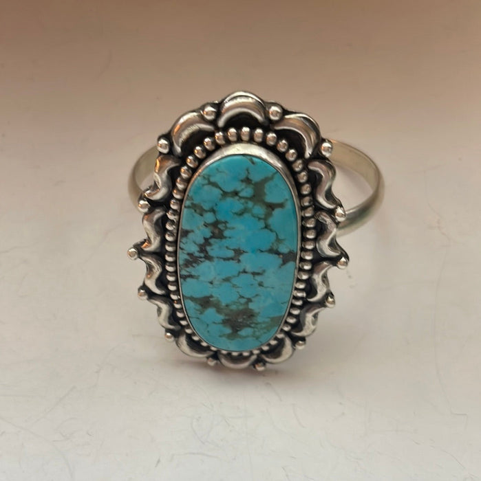 Beautiful Navajo Turquoise & Sterling Silver Cuff Bracelet Signed