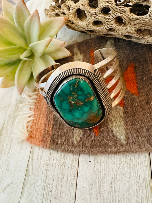 Navajo Old Pawn Vintage Royston Turquoise & Sterling Silver Cuff Bracelet