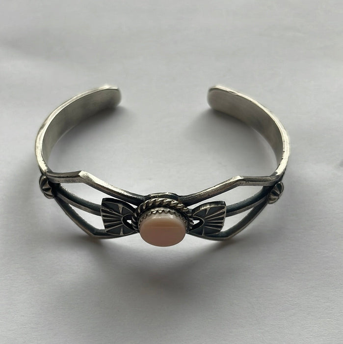 K Billah Navajo Pink Conch & Sterling Silver Adjustable Cuff Bracelet