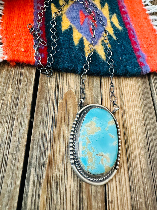 Navajo Sterling Silver & Kingman Turquoise Necklace