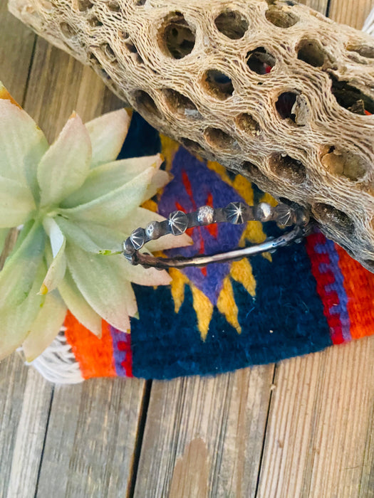 Navajo Hand Stamped Sterling Silver Bangle Bracelet by Chimney Butte