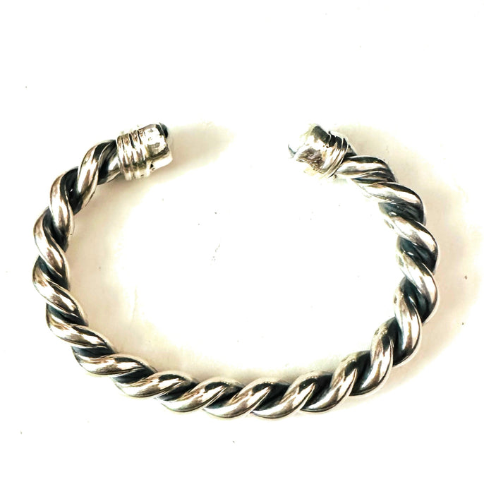 Navajo White Buffalo & Sterling Silver Twisted Floating Cuff Bracelet