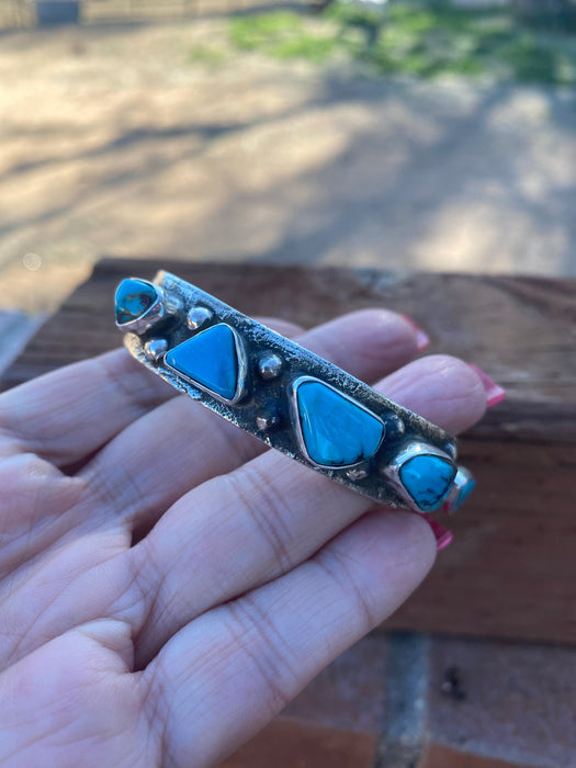 Zuni Royston Turquoise Sterling Silver cuff By Jude Candeleria