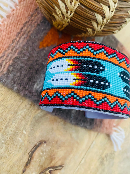 Navajo Made Beaded Leather Bracelet