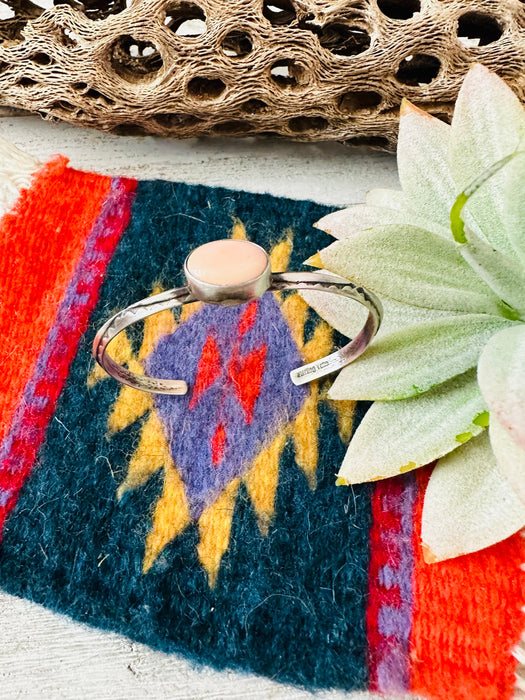 Navajo Queen Pink Conch Shell & Sterling Silver Cuff Bracelet