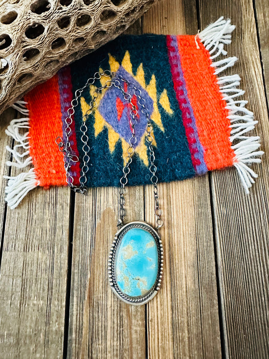 Navajo Sterling Silver & Kingman Turquoise Necklace