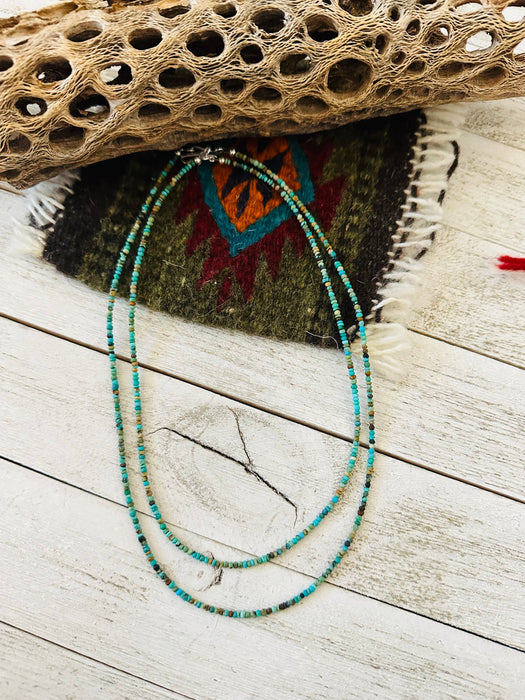 Navajo Turquoise and Sterling Silver Beaded Necklace 16” or 18”