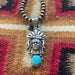 Beautiful Navajo Sterling Silver & Turquoise Chief Pendant Signed Russell Sam - Culture Kraze Marketplace.com