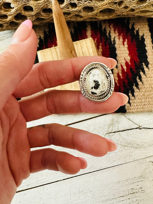 Navajo Sterling Silver & White Buffalo Ring Size 7.5 - Culture Kraze Marketplace.com