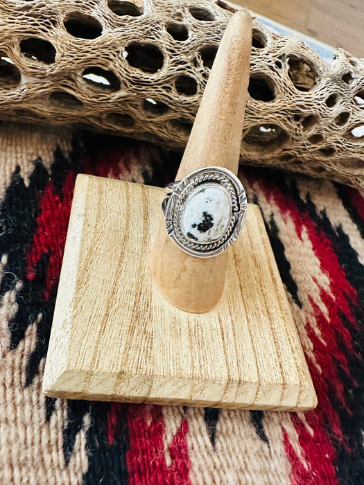 Navajo Sterling Silver & White Buffalo Ring Size 7.5 - Culture Kraze Marketplace.com