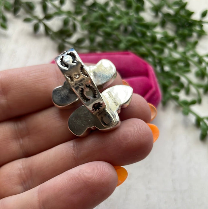 Nizhoni Handmade Turquoise & Sterling Silver Adjustable Flower Ring - Culture Kraze Marketplace.com