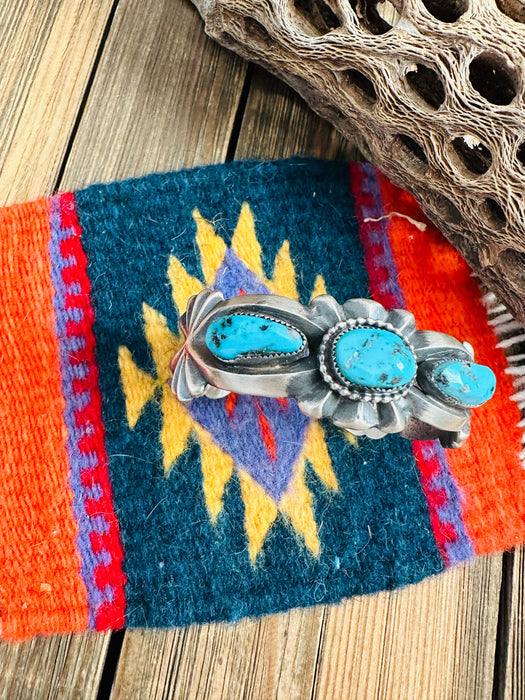 Navajo Old Pawn Kingman Turquoise & Sterling Silver Cuff Bracelet