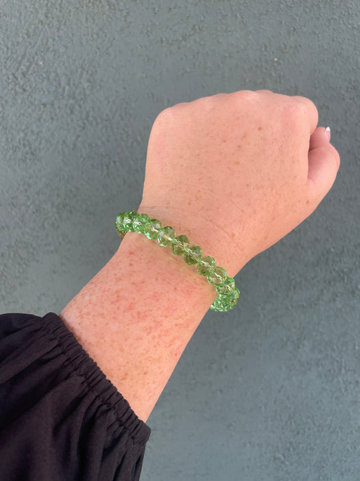 Handmade Beaded Stretch Bracelet Green