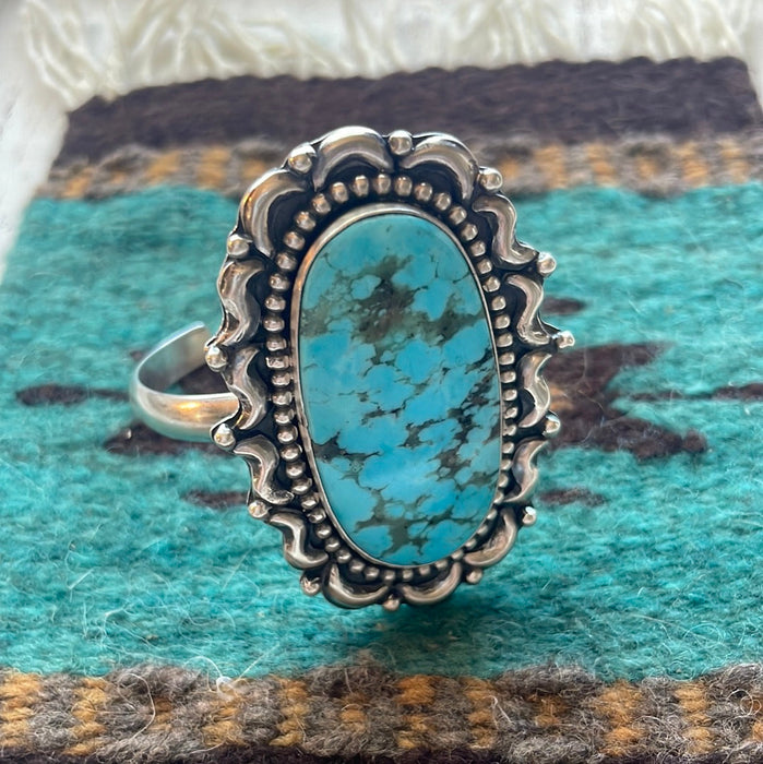 Beautiful Navajo Turquoise & Sterling Silver Cuff Bracelet Signed