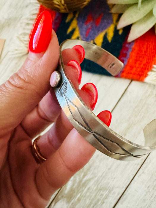 Navajo Queen Pink Conch Shell & Sterling Silver Cuff Bracelet