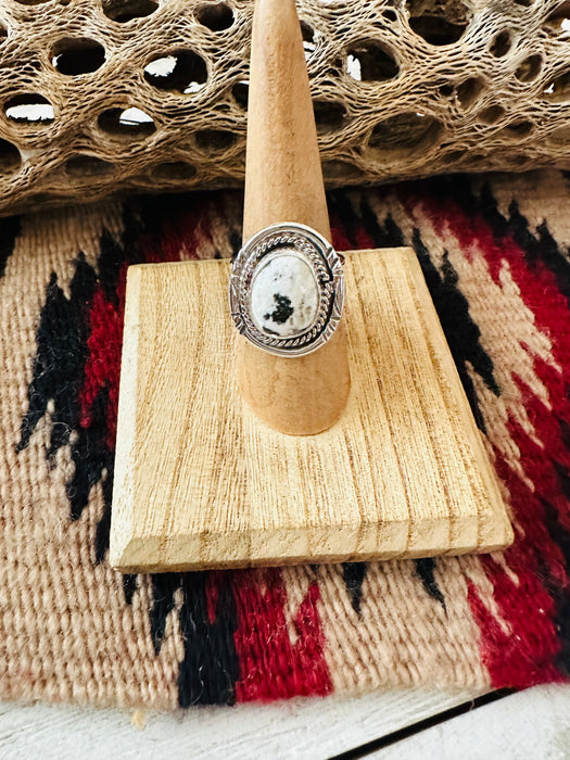 Navajo Sterling Silver & White Buffalo Ring Size 7.5 - Culture Kraze Marketplace.com