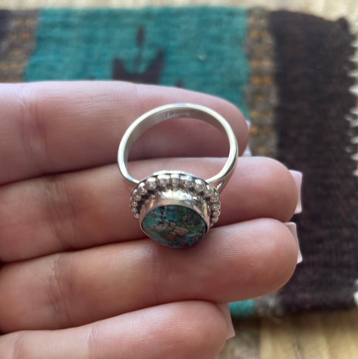 “The Andi” Navajo Turquoise Sterling Silver Ring Size 9.5 - Culture Kraze Marketplace.com