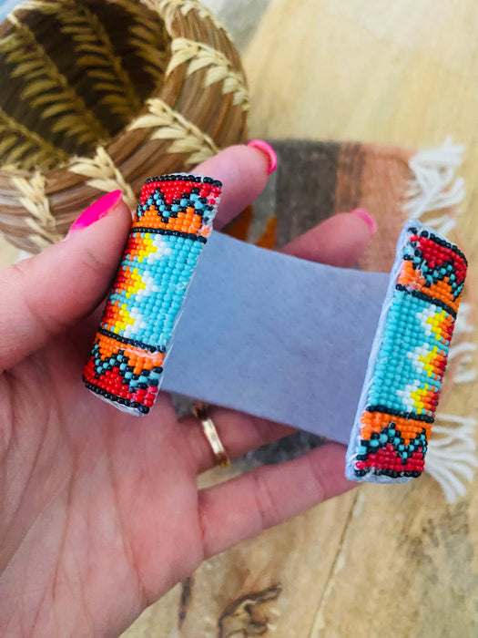 Navajo Made Beaded Leather Bracelet