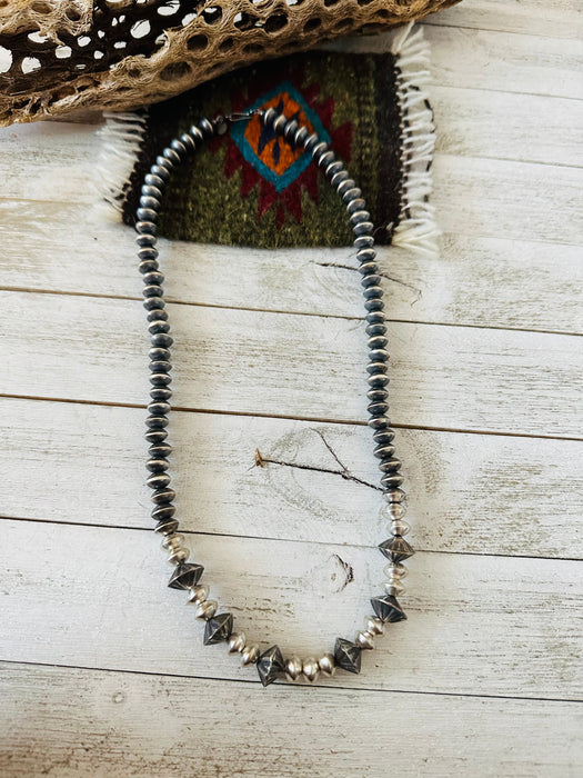 Navajo Sterling Silver Pearl Beaded Necklace 24” - Culture Kraze Marketplace.com