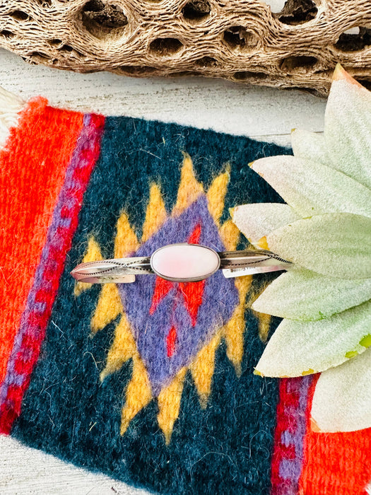 Navajo Queen Pink Conch Shell & Sterling Silver Cuff Bracelet