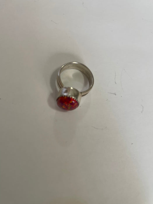 Navajo Sterling Silver Red Fire Opal Ring Size 4 - Culture Kraze Marketplace.com