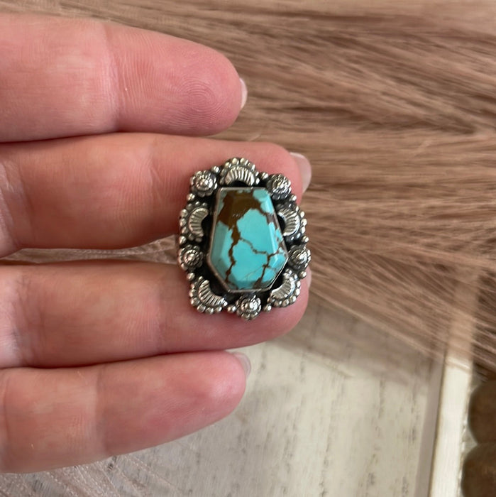 Handmade Sterling Silver & Turquoise Adjustable Ring Signed Nizhoni - Culture Kraze Marketplace.com