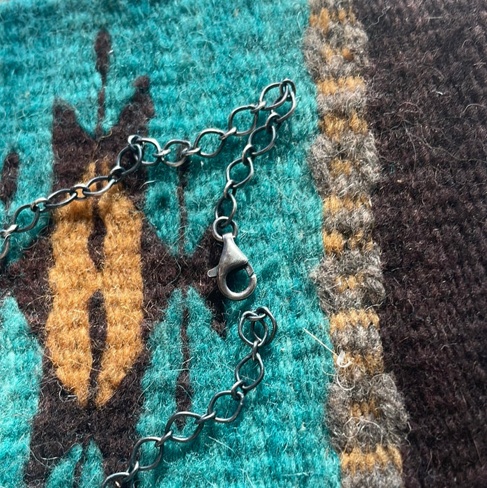 “The Carly” Navajo Turquoise & Sterling Silver Necklace Signed Sheila Becenti