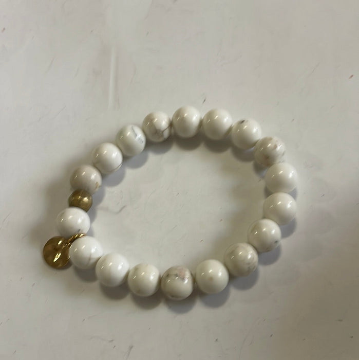 Handmade Beaded Stretch Bracelet White Howlite