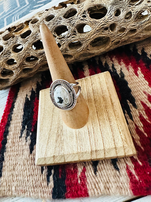 Navajo Sterling Silver & White Buffalo Ring Size 7.5 - Culture Kraze Marketplace.com