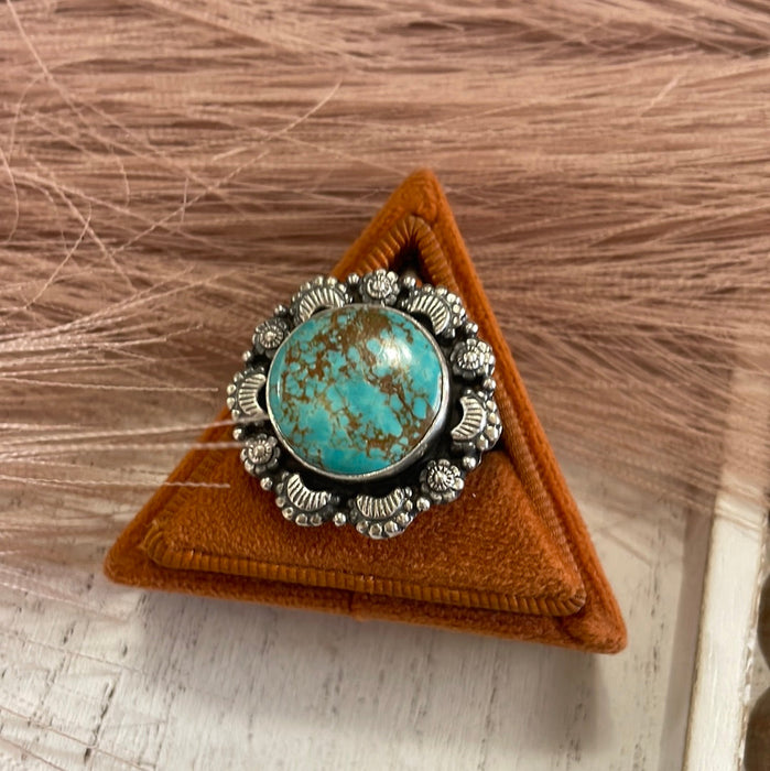 Handmade Sterling Silver & Turquoise Adjustable Ring Signed Nizhoni - Culture Kraze Marketplace.com