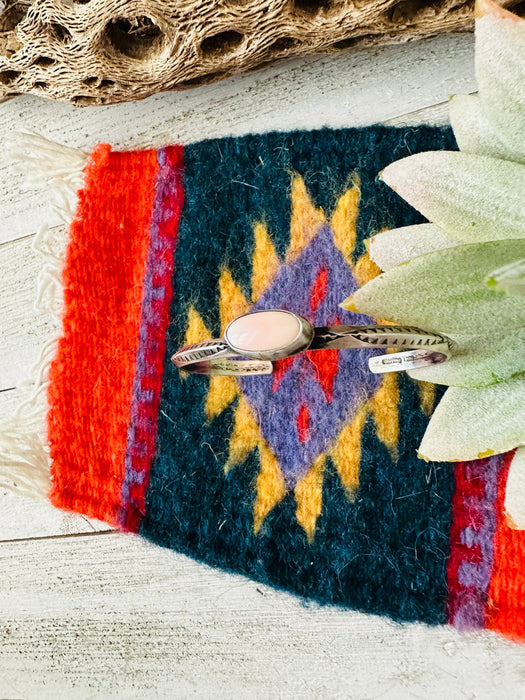 Navajo Queen Pink Conch Shell & Sterling Silver Cuff Bracelet