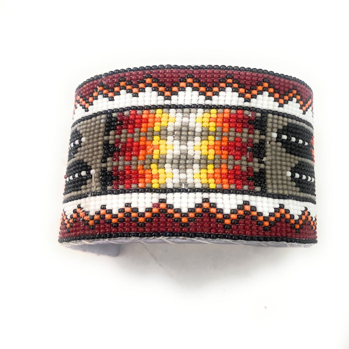 Navajo Made Beaded Leather Bracelet