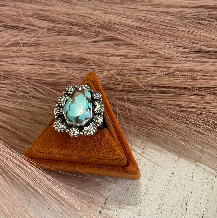 Handmade Sterling Silver & Turquoise Adjustable Ring Signed Nizhoni - Culture Kraze Marketplace.com