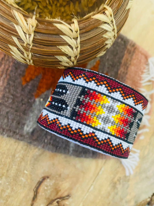 Navajo Made Beaded Leather Bracelet