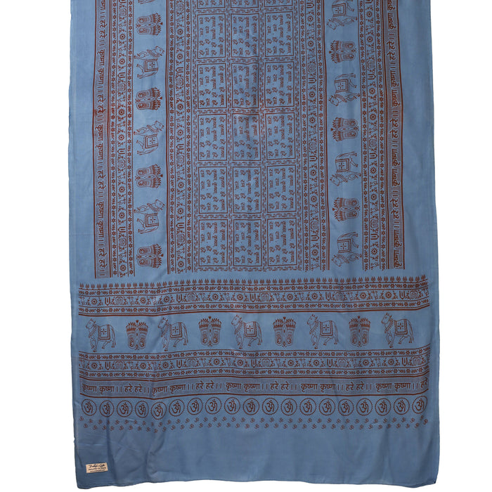 Meditation Yoga Prayer Shawl - Maha Mantra - Denim Blue Large