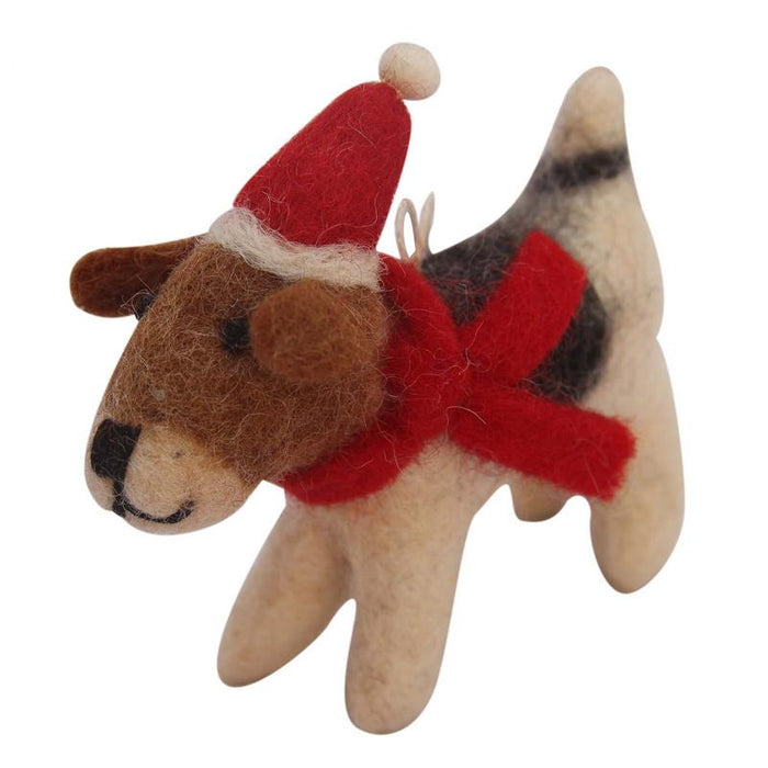 Felt Beagle Holiday Ornament with Santa Hat - Culture Kraze Marketplace.com