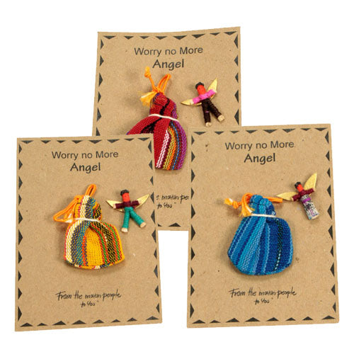 <center>Assorted Worry Doll Angels in a Bag</br>Handmade in Guatamala</center>