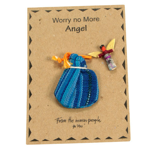 <center>Blue Worry Doll Angels in a Bag</br>Handmade in Guatamala</center>