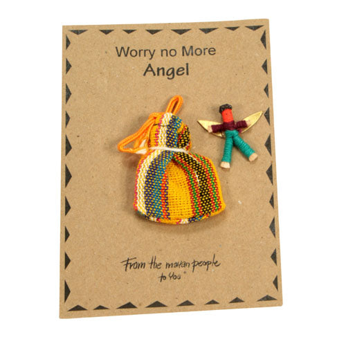 <center>Yellow Worry Doll Angel in a Bag</br>Handmade in Guatamala</center>