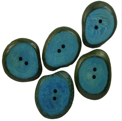 <center>Aqua Tagua Slice Button<br />Handcrafted by Artisans in Ecuador</center>