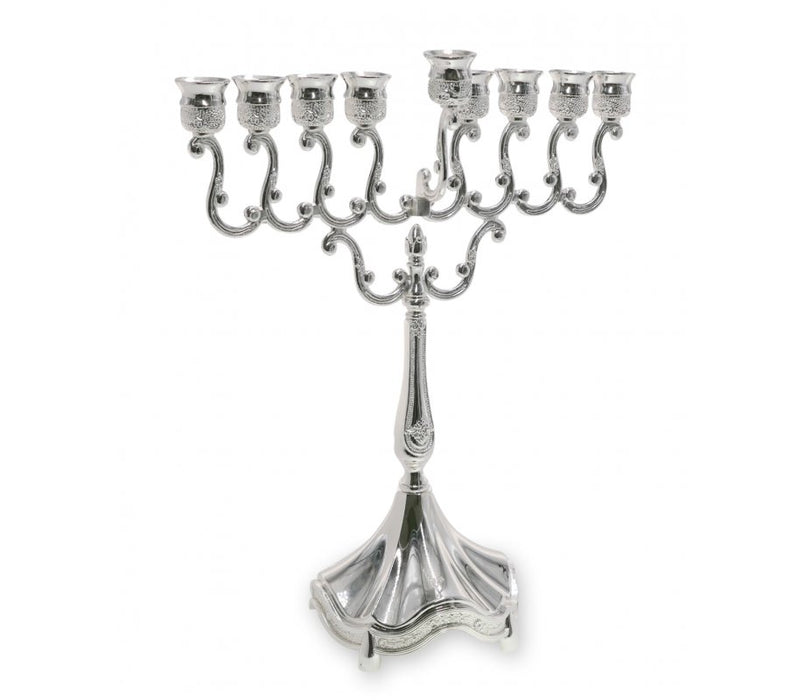 Classic Silver Plated Curved Menorah Hanukiah - Height 10.2 Inches - Culture Kraze Marketplace.com