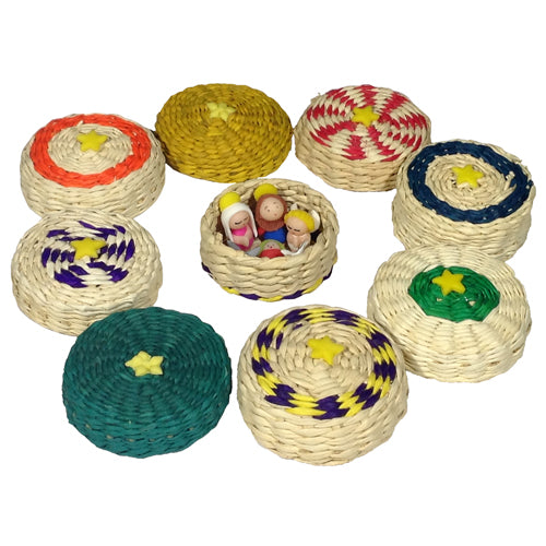 <center>Mini basket Nativity Handmade by Camari Artisans in Ecuador in Assorted colors</center>