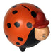 <center>Side of Orange Ladybug Bank, crafted by Artisans in Peru </br> Measures 5” high x 4 3/8” wide x 5” deep</center> 