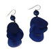 <center>Blue Tagua Slice Earrings by Artisans in Peru </br>Measures 2-3/4” drop x 1-1/2” wide, stainless steel hooks</center>